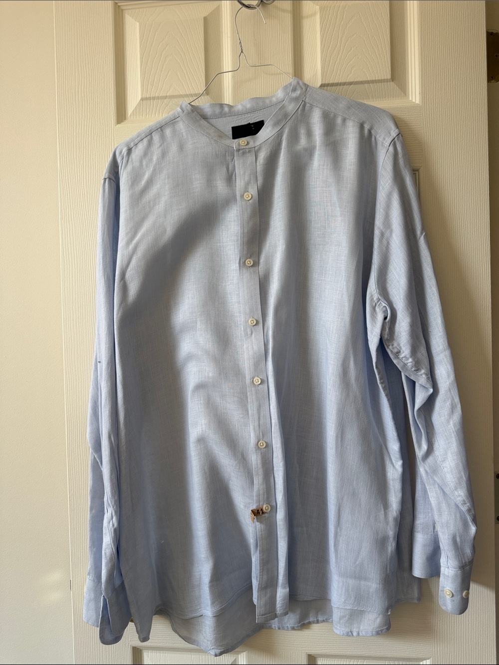 Club Room Pale Blue Band-Collar Lightweight Shirt Jacket